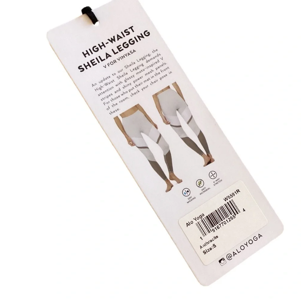 NWT ALO YOGA HIGH WAIST SHEILA Anthracite Gray MOTO MESH VINYASA FLOW LEGGINGS - Picture 10 of 12